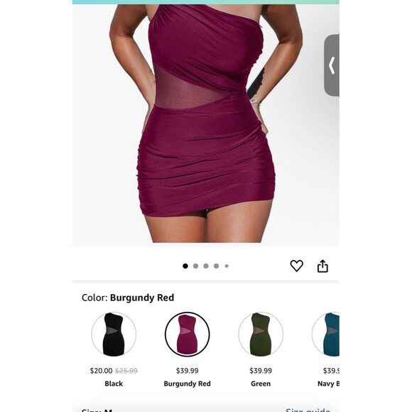 CUPSHE Women's One Piece Swimsuit Asymmetrical Tummy Control NWT Burgundy Size L - Picture 9 of 12